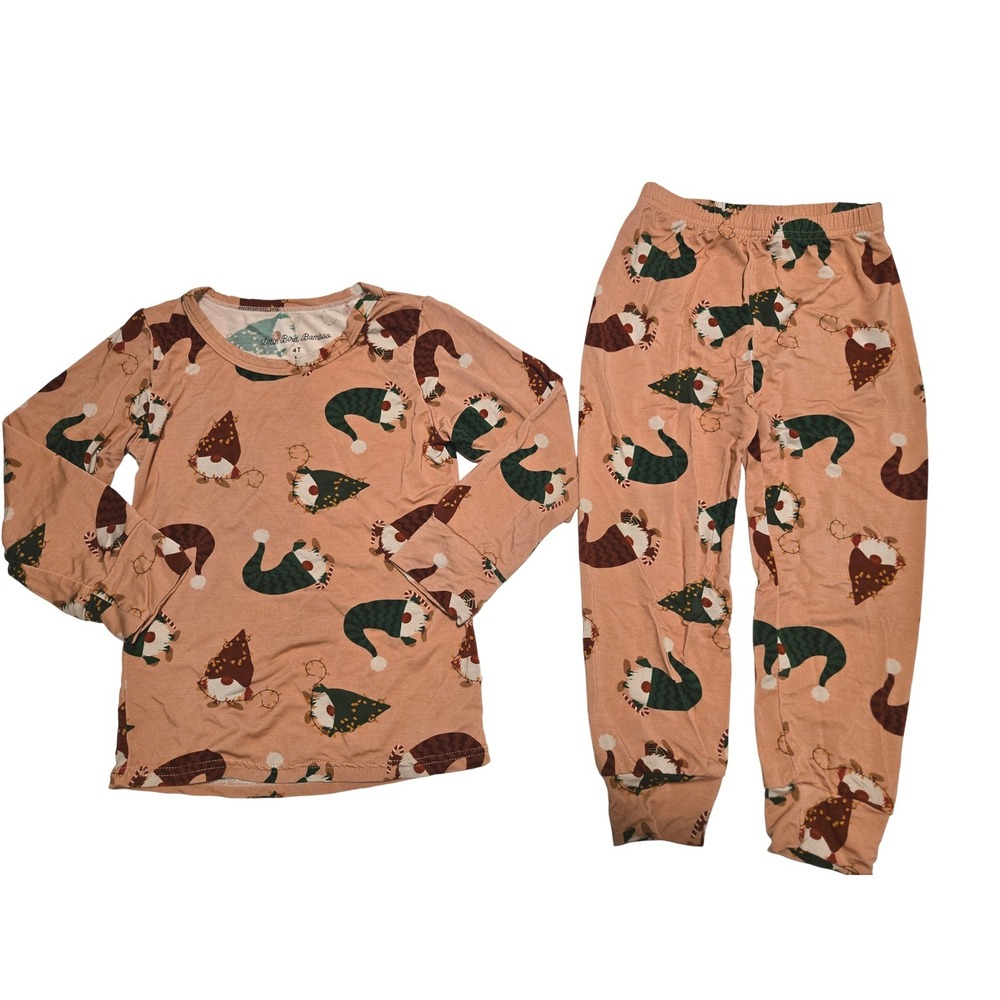 Little Bird Bamboo‎ Kids Pajama Set Size 4T Gnome Print Long Sleeve Pants